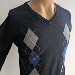 🇬🇧PAUL SMITH Black, Gray and Blue Argyle Sweater